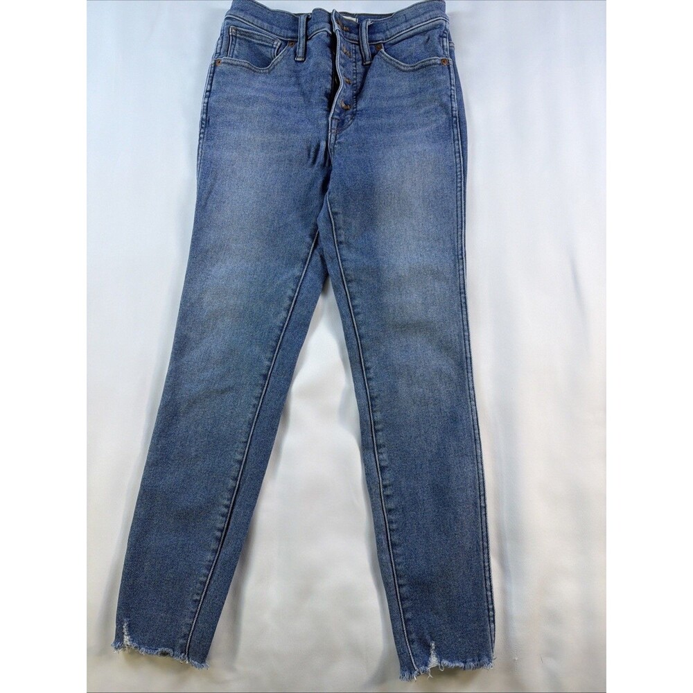 Madewell Jeans Women's 27 High Rise Skinny Blue Denim Button Fly Drop Hem